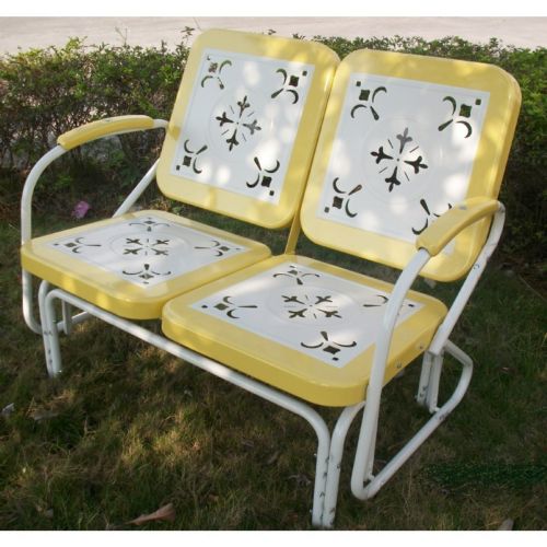 4D Concepts Metal Retro Glider - Yellow and White Metal 4DC-71150