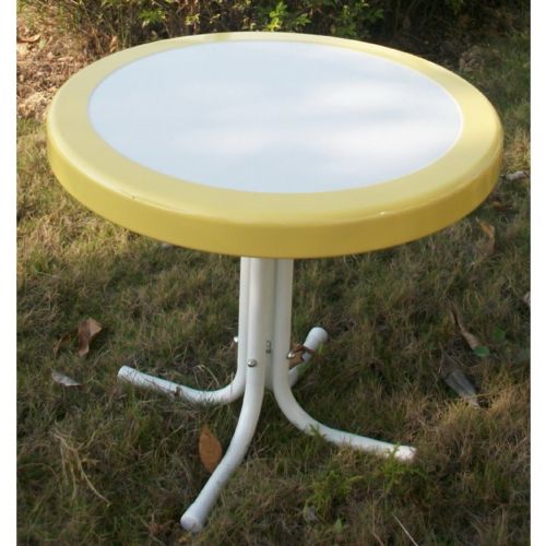 4D Concepts Metal Retro Round Table - Yellow and White Metal 4DC-71120