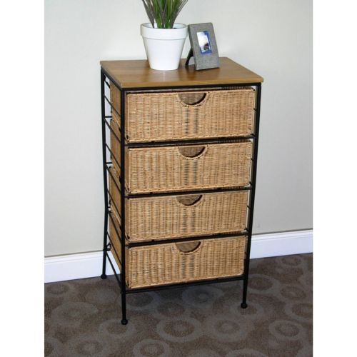 4D Concepts Wicker Metal 4 Drawer Stand 4DC263070 CozyDays