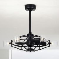 Damita 35" 6-Light Indoor Black and Gold Finish Ceiling Fan DL01P12MB