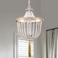 Sabina 14" 3-Light Indoor Weathered White and Matte Gold Finish Chandelier PD030-3WH