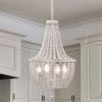 Samsa 16" 4-Light Indoor Weathered White and Matte Gold Finish Chandelier PD031-4WH