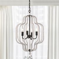 Sauxi 18" 4-Light Indoor Weathered White and Rustic Black Finish Chandelier PD025-4RS