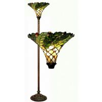 Tiffany-style Green Leafy Torchiere Lamp 3742-BB75B