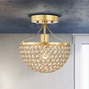 Laverna 9.4" 1-Light Indoor Satin Gold Finish Semi-Flush Mount Ceiling Light 6001-1SF
