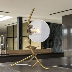 Martina 12" 1-Light Indoor Polished Brass Finish Table Lamp FT10022-1BS