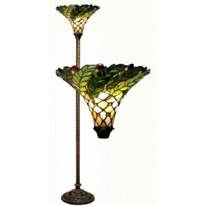 Tiffany Style Green Leafy Torchiere Lamp 3742-BB75B