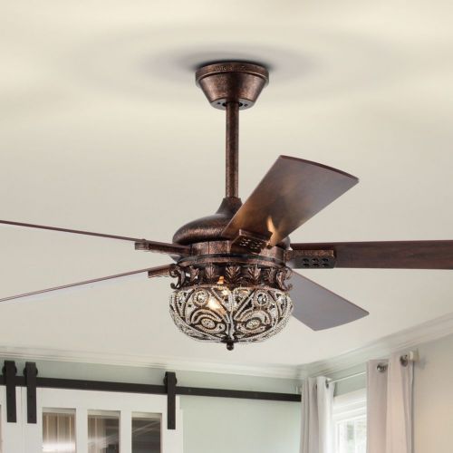 Laylani 52" 2-Light Indoor Antique Copper Finish Ceiling Fan AY14Y14AC