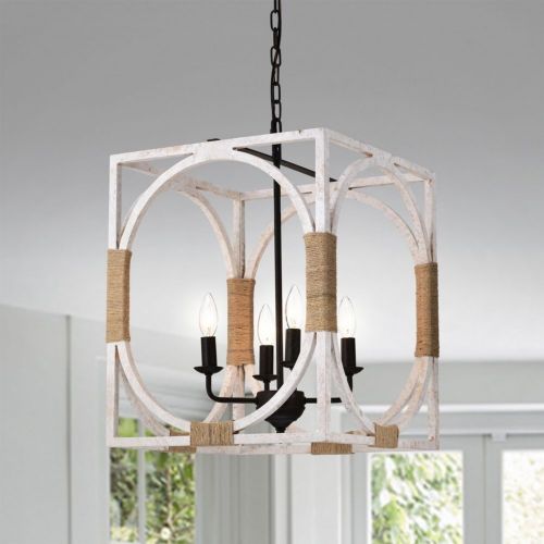 Regulus 14" 4-Light Indoor Weathered White Finish Chandelier PD024-4RS