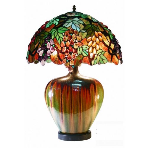 Tiffany Style Grape Lamp With Ceramic Base 2562-PB07