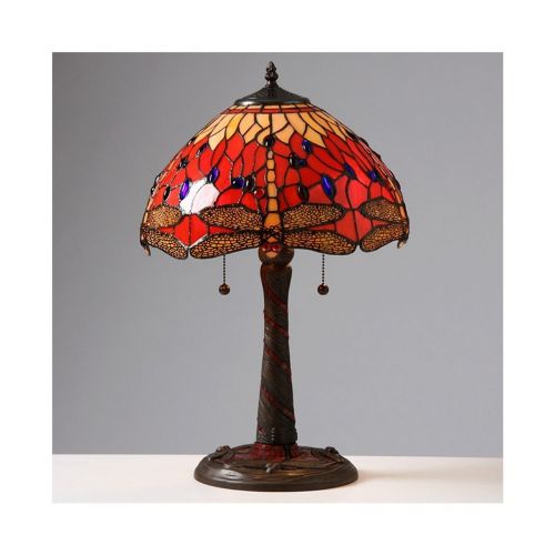 Tiffany Style Red Dragonfly Lamp with Mosaic Base T14288TGRA