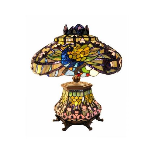 Tiffany-style Peacock Lantern Table Lamp 2954-LSH