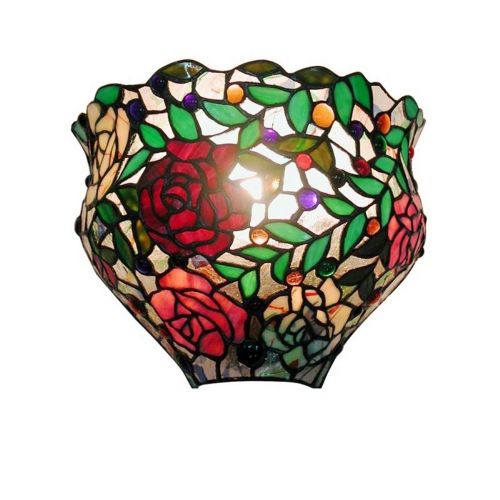 Tiffany-style Red Rose Wall Sconce 2158-WALL-LAMP