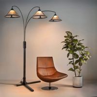 Natural Mica 86" 3 Light Arc Lamp in Charcoal Gray and Gunmetal 4212GM