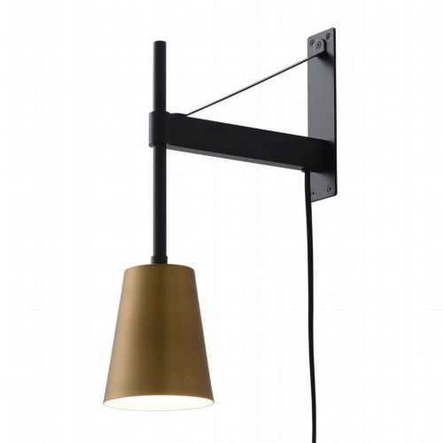 Brace 20" Plug-in Contemporary Sconce in Matte Black with Brass Shade 3011641MBB