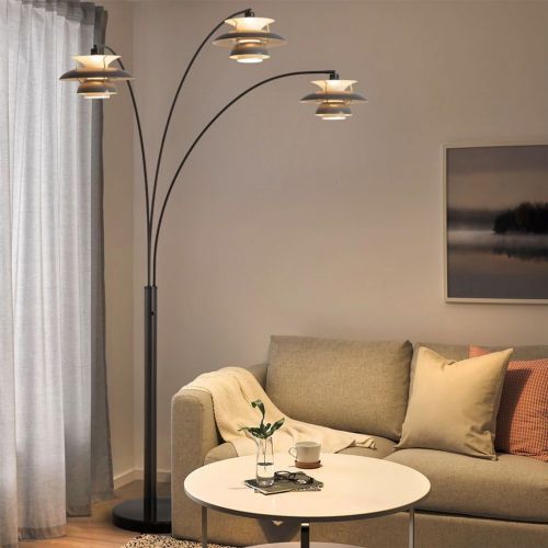 Palm Springs 84" 3 Light Arc Lamp in Gunmetal and Graytone Shades 2310825GM