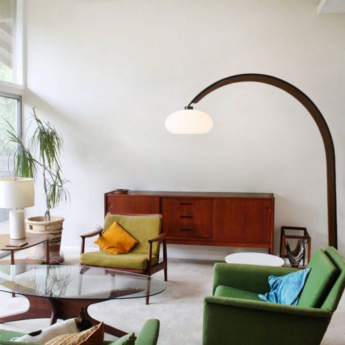Vaulted 86" Arc Lamp in Weathered Brass and Walnut by Peter Morelli 2012202OAK