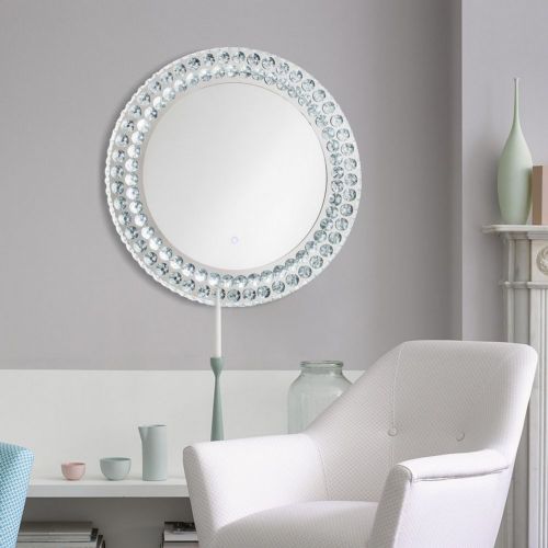Windsor Illuminated Crystal LED Wall Mirror Round Chrome 4111472CH