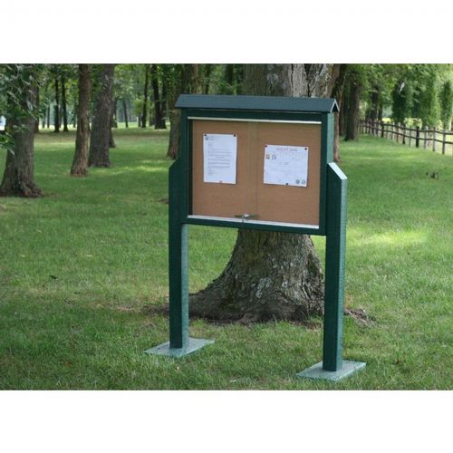 Medium Message Center Resinwood One Side, Two Posts 36 × 26 Inch. FF-PBMC2P