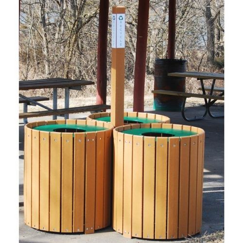 Recycling Center Resinwood and Recycled Plastic 32x3 Gallons FF-PB96-REC