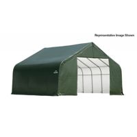 Peak Style Storage Shelter, 2-3/8" Frame, Green Cover 28 × 20 × 16 ft. 86044
