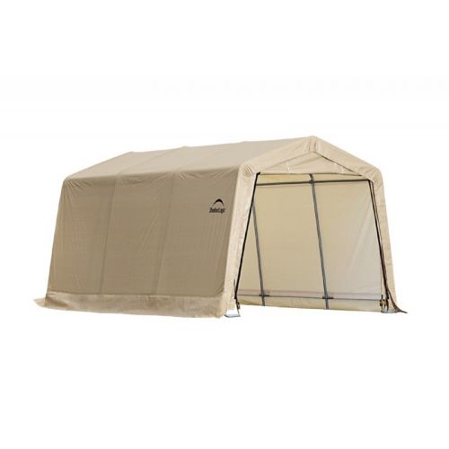 Auto Shelter 1-3/8" 4-Rib Peak Style Frame, Sandstone Cover 10x15x8 Portable Garage 62681