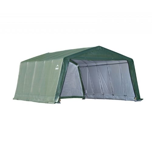 Peak Style Hay Storage Shelter, Green Cover 12x20x8 71534