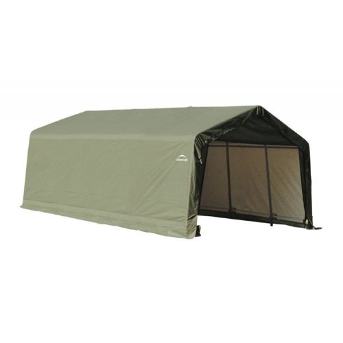 Peak Style Storage Shelter, 1-5/8" Frame, Green Cover 12 × 20 × 8 ft. 71444