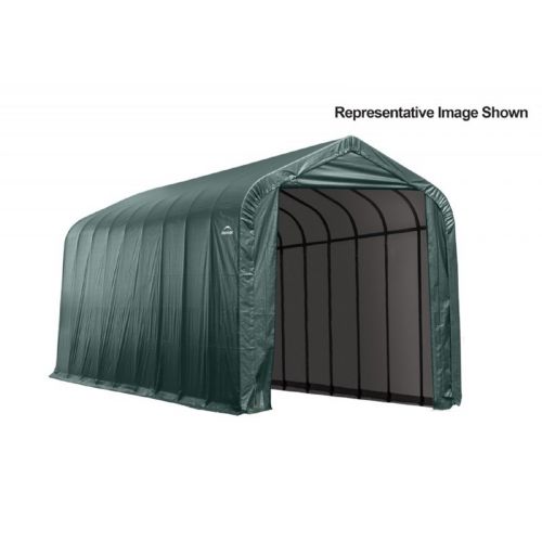 Peak Style Storage Shelter, 2-3/8" Frame, Green Cover 15 × 20 × 12 ft. 95351