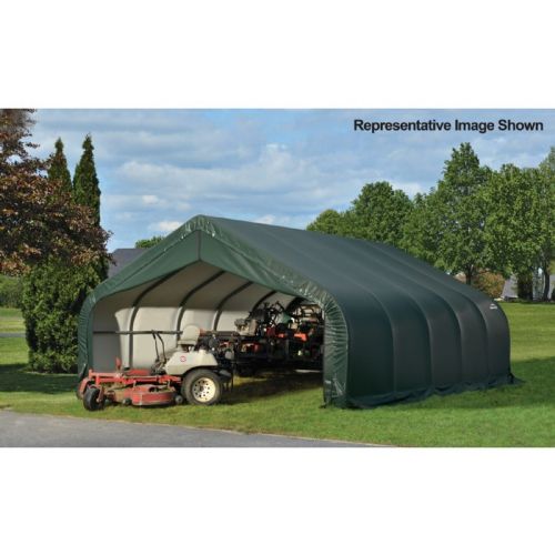 Peak Style Storage Shelter, 2-3/8" Frame, Green Cover 18 × 24 × 10 ft. 80002