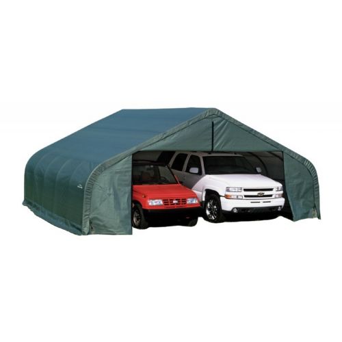 Peak Style Storage Shelter, 2-3/8" Frame, Green Cover 22 × 20 × 11 ft. 78441