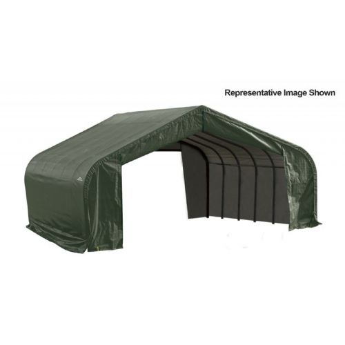 Peak Style Storage Shelter, 2-3/8" Frame, Green Cover 22 × 20 × 13 ft. 82044
