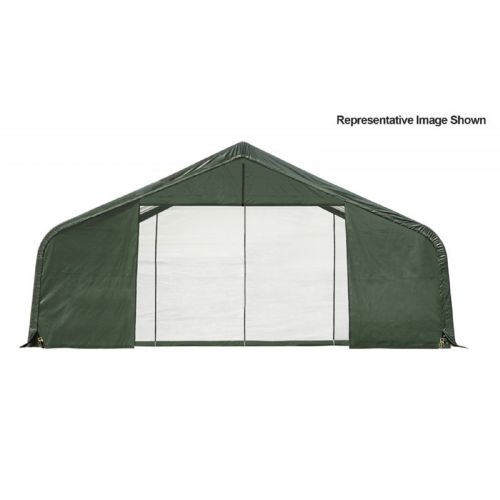Peak Style Storage Shelter, 2-3/8" Frame, Green Cover 30 × 24 × 16 ft. 86048