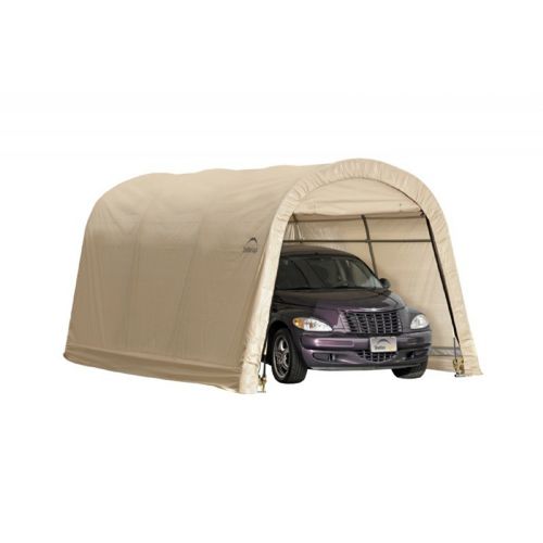 Round Style Auto Shelter, 1-3/8" 4-Rib Frame, Sandstone Cover 10 × 15 × 8 ft. 62689