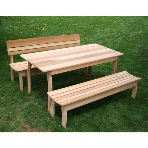 Cedar Couple Dining Set Natural 94"L × 32"W ELY94CTT1B1BBCVD