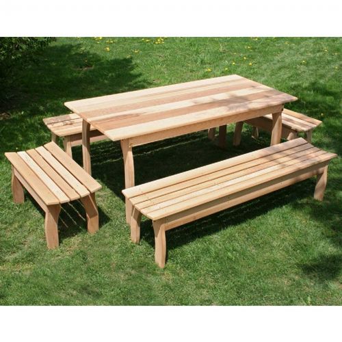 Cedar Family Dining Set Natural 70"L × 32"W ELY70CTT4B-2CVD