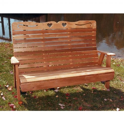 Cedar Royal Country Hearts Garden Bench Natural 6' WF1125CVD