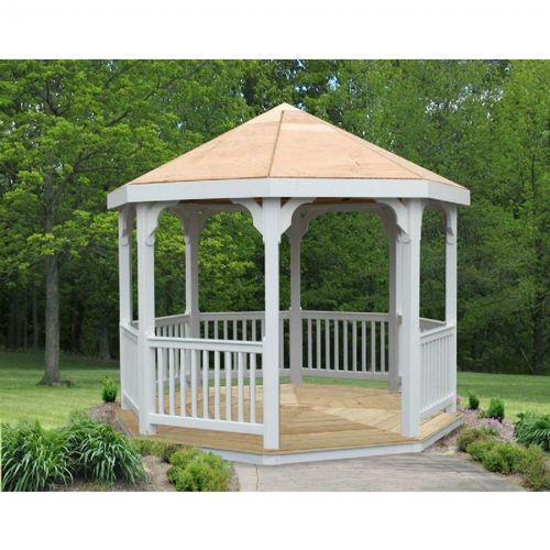 Creekvine Vinyl Gazebo 10 Feet with Pine Deck HBW10VEG-2CVD