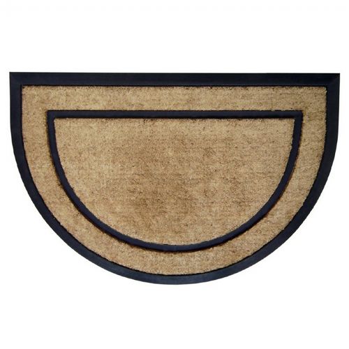 Coir Doormat with Black Rubber Frame 24" × 36" Half Round NH-18100