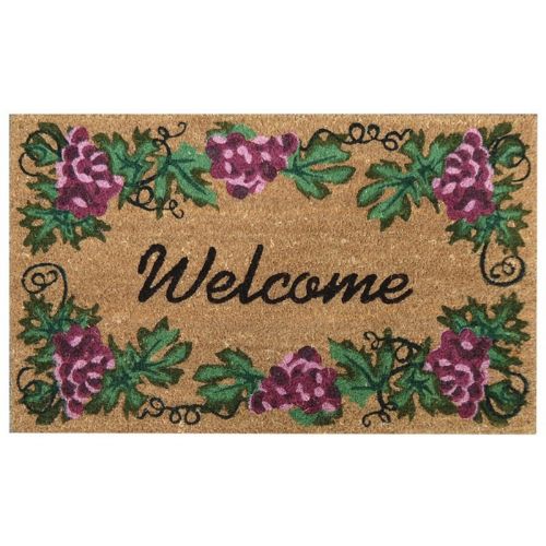 SuperScraper Vinyl Coir Doormat with Grape Welcome 18" × 30" NH-33013