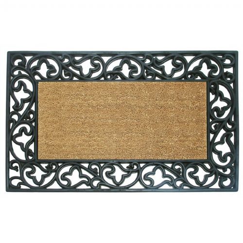 Wrought Iron Rubber Coir Mat with Acanthus Border 22" × 36" NH-18013