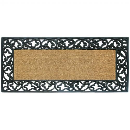 Wrought Iron Rubber Coir Mat with Acanthus Border 24" × 57" NH-18019