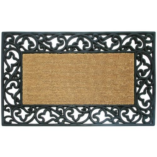 Wrought Iron Rubber Coir Mat with Acanthus Border 30" × 48" NH-18016