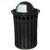 Witt Outdoor 50 Gal. Trash Receptacle Black Steel with Dome Top W-M5001-DT