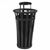 Witt Outdoor Trash Receptacle 24 Gal. Black Steel with Rain Cap W-M2401-RC