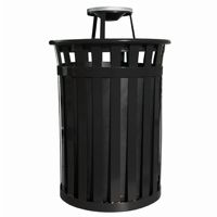 Witt Outdoor 50 Gal. Trash Receptacle Black Steel with Ash Top W-M5001-AT