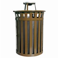 Witt Outdoor 50 Gal. Trash Receptacle Brown Steel with Ash Top W-M5001-AT