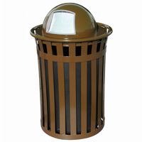 Witt Outdoor 50 Gal. Trash Receptacle Brown Steel with Dome Top W-M5001-DT