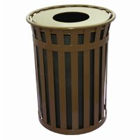 Witt Outdoor 50 Gal. Trash Receptacle Brown Steel with Flat Top W-M5001-FT
