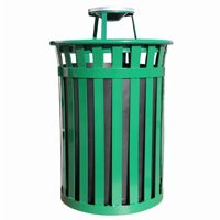 Witt Outdoor 50 Gal. Trash Receptacle Green Steel with Ash Top W-M5001-AT